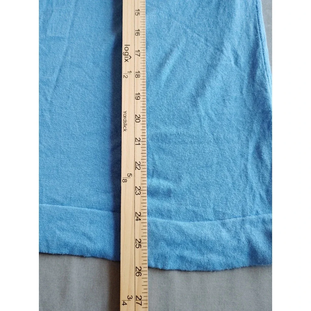 NWOT Eileen Fisher Tencel Blue V-Neck Lightweight Long Sleeve Sweater Preppy L - Picture 9 of 10